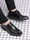 Woodpecker leather shoes men's Korean style business autumn and winter casual breathable British odor-proof inner height-enhancing formal wear wedding groom shoes black 9928 38 - Top ten brands of brand flagship genuine off-code special price shoes