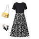 
Shanidoluo large size women's fat mm summer clothing new product loose small daisy print fat man slim dress 15902 black XL recommended 110-130Jin [Jin equals 0.5 kg] to wear