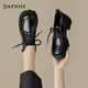 Daphne British Style Leather Chaussures pour femmes 2023 Automne Black Lace-Up Single Chaussures Japonais Retro Mood Black 38