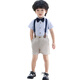 Goku Boys 'Kleideranzug Sommer Kinder Overalls Blumener Anzug Britischer Kindergarten-Abschlussanzug Leistung Anzug Grün Green 90 (Empfohlenes Gewicht 20-25 Jin [Jin gleich 0,5 kg]))