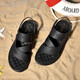 Kamel-dynamische Sandalen Herren Sommer Vielseitige Ledersandalen Herrenzehenschicht Cowide Dick-Soled-Anti-Rutsch-Anti-Odor und atmungsaktive Strandschuhe Dual-Purple 699 Black (Lederschuhgröße) 39