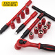 XMSJ1000V Hochspannungsinsolvenzwerkzeugsatz Set Sleeve Ratchet-Schraubenschlüssel Set Electrical Tool Box Open-End-Schraubenschlüssel 27-teiliger Set 1049
