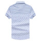 CARTELO summer men's business printed short-sleeved shirt business lapel mercerized cotton t-sleeve shirt MDT01022 blue grid 170/M