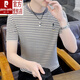 Pierre Cardin Herrener runder Hals reines Baumwollstreifen kurzärmeligte T-Shirt für Herren Sommer Neues T-Shirt Koreanischer Stil Schleicher Pass