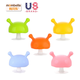Mombella mombella mombella small mushroom teether soothing teether silicone safety baby molar teether bite blue peach + anti-chain + storage box
