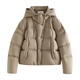
Fan Silan 23FS14082 Korean commuter design short bread suit fashionable hooded down jacket for women khaki L