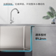欧琳（OULIN）手工水槽大双槽1.2mm304不锈钢双水槽台下盆厨房洗菜盆洗碗池9203 860mm槽体|亮光铜抽拉龙头 平边｜龙头外置｜槽体外宽428mm