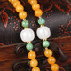 Zhenghe Jewelry Boutique Chicken Fat Yellow Beeswax Buddha Beads 108 Bracelet Original DIY Matching Turquoise and Hetian Jade 19.96g