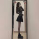 Zhidoudou Spring Fashion Suit Jk Pure and Light Style único y hermoso atmósfera Top de cintura alta falda corta de falda corta dos piezas J-7029 Top gris oscuro + falda plisada negra S _sugestionada 90Jin [Jin equivale a 0.5 kg] por debajo de