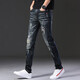 Modemarke Ripped Jeans Herren Elastic Patch Patch Stoff kleine Füße Hosen koreanische Stil Slim Jeans bemalt