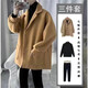 An Chuxia woolen jacket men's casual suit autumn and winter warm fashionable wear matching trendy clothes men's woolen black jacket + German velvet sweater + velvet pants XL recommended 120-140Jin Jin equals 0.5 kg
