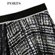 PORTS spring and summer new skirt pleated skirt LM8S028MPT031 black print M (6)