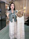 
WVIRTJE long dress with high-end latest style this year's popular denim vest lace suspender suit for women in summer. White suspender skirt + vest 694# [high quality suit M [recommended 95-105Jin [Jin equals 0.5 kg]]