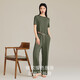 Agentmuse pajamas for women modal super soft and fashionable short-sleeved trousers for outdoor wear home clothing suit 825 Cypress Green S
