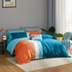 Luolai Home Textiles, wool four-piece set, all-cotton, pure cotton, autumn and winter thickened warm sheets, quilt covers, quilt covers, bedding, Glen Movement Blue, 1.5-meter bed (compatible with 200x230cm quilt core)