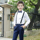 Feathered Duck Children's Dress Primary School Host Flower Girl Overalls Suit Boy Piano Cantata Performance Clothing Black Style 1 (shirt + trousers + suspenders + bow tie) size 130 (recommended height 117-126cm)