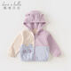 DAVE&BELLA children's polar fleece jacket girls' clothes hooded boys' tops 2025 autumn new children's clothing baby outerwear purple ready stock 100 cm (recommended height 90-100cm)