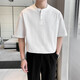 Heavy heavy cotton Henry shirt short-sleeved T-shirt men's summer American retro trend ins loose casual Henry neck T-shirt white XL (recommended 151Jin[Jin equals 0.5 kg]-170Jin[Jin equals 0.5 kg])