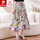 Pierre Cardin Brand Falda de gasa impresa para mujeres en verano 2024 NUEVA FALLA MATERIA MATERIA FALDIA LARGO LARGO Small Floral 9909 M White XL 140-170