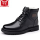 
Winter Army hooked cotton leather shoes genuine leather men's velvet leather shoes fur shoes Martin boots military hook men's cotton shoes genuine leather men's boots wool integrated high top winter Martin boots military hooked boots genuine leather cowhide men's high top X3519 black 38