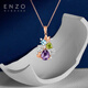 ENZO Garden Series 18K Gold Colorful Gemstone Pendant Silver Chain for Women EZV5807 Birthday Gift 1.5 Carat 3 Gemstones