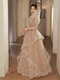 Fuyihao adult dress for women 18-girl dress for students puffy skirt 2025 new banquet temperament light luxury niche high-end design khaki long (champagne color) M