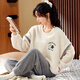 Moszhen autumn and winter coral velvet couple pajamas men's cartoon thickened velvet can be worn outside young women's round neck home clothes YSD663 female XL size (recommended 120-135Jin Jin is equal to 0.5 kg)