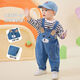 Dudu baby denim overalls spring and autumn new boys' pants spring style girls' trousers children's spring VIP denim blue 90