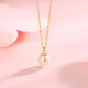 Mengjinyuan 18K gold pendant for women, gold 750 pearl pendant, simple clavicle chain birthday gift for girlfriend, pearl diameter is about 7mm - gold weight is about 0.11g