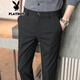 Jesons summer pants men's casual pants straight drooping pinnacle suit pants slim foot business casual pants trousers K723 black (crop pants) 32