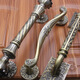 XMSJ Puerta de madera de bronce antiguo europeo Manija grande Villa Doble puerta retro Apartamento de apartamento Hotel montado abierto 9889 Qinggu-Total Longitud 420 mm