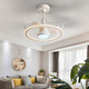 Benlanu Fan Lights Ceiling Fan Lights Living Room Household Simple Modern Fan Lights Restaurant Ceiling Integrated Pendant with Electric Fan 1283A White Ceiling Model + Change Light
