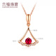 Lukfook Jewelry 18K gold mini skirt ruby diamond pendant without necklace G28DSKP0001R total weight 0.63 grams