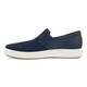 ECCO Herrenschuhe Leinwandschuhe im Freien Freizeitschuhe Single Schuhe Stoffschuh ein Fuß niedrig flacher Mund atmungsaktives Licht und stetig Frühlings- und Sommer Marine/Marine/Lion [Dunkelblau] 40