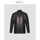 Sachi Satchi [lange Zeit ohne Falten] Herren-Leder-Leder-Jacke für Herren Herumn Neue Style Business Sheepselbe hübsches Stand-up-Halsband-Lederjacke Herren klassischer Stand-up-Halsband Schwarz M 48/170