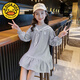G.duck Girls Autumn Dress 2024 Western Style Children's Long Sleeve Sweatshirt Dress Spring and Autumn Mid-Long Skirt for Big Children Girls Pink 120 cm