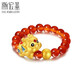 Chao Acer gold swallowing beast gold Pixiu red agate ring for women pure gold transfer beads beaded gift for women elastic cord adjustable about 12-15 rings