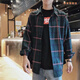 Linxi (Linxi) Frühlings- und Sommerplaid -Hemd Männer loser koreanischer Stil Chic Trendy Teen Long Sleeve Shirt Dünne Jacke 829%23 rot 3xl