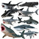 Simulación sólida de Oenux Gran tiburón blanco Tiburón marino Modelo de vida marina Megalodon tiburón tiburón tigre tiburón azul ballena adornos de juguete para niños m-693 cebra tiburón