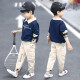 LeFeiGou (LeFeiGou) boys suit children's clothing spring and autumn new style medium and large children's long-sleeved shirt sweatshirt casual trousers two-piece set plus velvet navy blue suit lapel 130