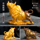 Xixi Taitai Cow Tea Pet Ornament Changes Color and Can Be Raised Boutique Tea Table Decoration Buffalo Tea Table Tea Tray Tea Play Bullish Tea Set Color Changing Cow Turns the World (Gold)