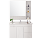 Zunchi Bathroom Small Apartment Bathroom Bathroom Mirror Cabinet Storage Washing Station Washing Basin Washing Basin Combination Set [Pearl White] Functional Mirror Layered Storage 80cm