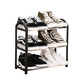 Kunfeng simple shoe rack door multi-layer small mini shoe storage rack rental shoe rack folding storage artifact small size 42cm - three layers black upgraded steel pipe