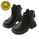 G.Duckkids Girls 'Boots 2024 Neue Herbst- und Winterkinder -Kurzstiefel Martin Boots Baby Girl Lederstiefel modische und vielseitige Single -Stiefel Herbst Brown plus Samt 35 Größe Innere Länge 21,6 cm