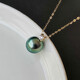 Black Butterfly Tahitian Pearl Pendant K Gold Princess Single Diamond Natural Freshwater Peacock Green Black Pearl Necklace 9-10mm Elegant Model Flawless with Silver Chain