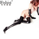 Ftshist sexy sm large size glossy patent leather latex ammonia 9cm ultra-high stiletto pointed toe thigh boots elastic stocking boots over-the-knee boots thigh boots black 38