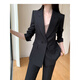 Sugargirl spring and autumn black suit set for women fashion high-end professional formal wear host casual versatile suit jacket 2694 black six-button suit + pants M