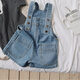 Weilai children's overalls summer new style girls' baby fashionable denim strap shorts little girl versatile casual pants children's strap shorts 100cm