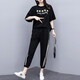 
Shanidoluo large size women's suit female fat mm summer fat man looks slim and fat plus size women's loose casual suit 16014 black-little daisy 15911 4XL (recommended 175-190Jin [Jin equals 0.5 kg])