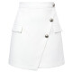 Tangli spring oblique placket single-breasted fake pocket decoration A-line skirt for women white M